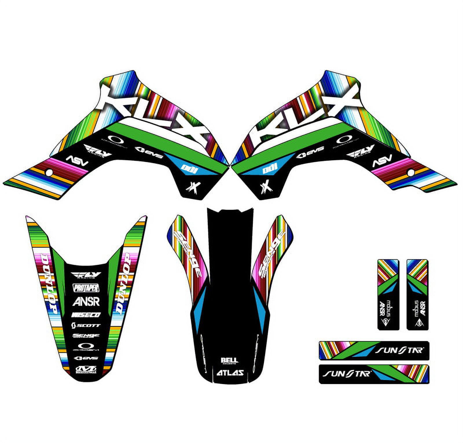 20212022 KLX 140 RF SERAPE Black Senge Graphics Base Kit Compatible