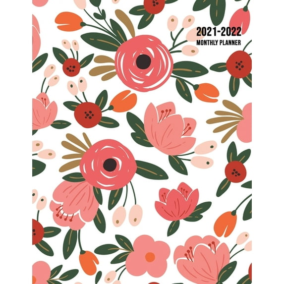 2021-2022 Monthly Planner : Large Two Year Planner with Beautiful Coloring Pages (Volume 1) (Paperback)