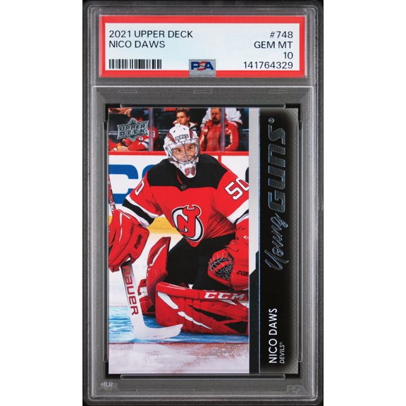 2021-2022 Upper Deck Nico Daws #748 Young Guns Rookie PSA 10