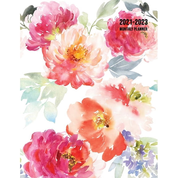 2021-2023 Monthly Planner: Large Three Year Planner with Floral Cover (Volume 1) (Paperback)