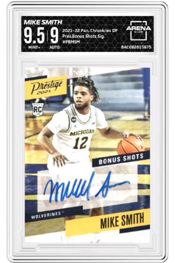 2021-22 Panini Chronicles Draft Picks Mike Smith #PBMSM Prestige Bonus Shots Signatures Auto Arena Club 9.5 Auto 9