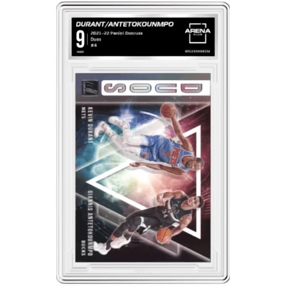 Graded 2021-22 Panini Donruss Kevin Durant Giannis Antetokounmpo #E4 Arena Club 9 Basketball Card