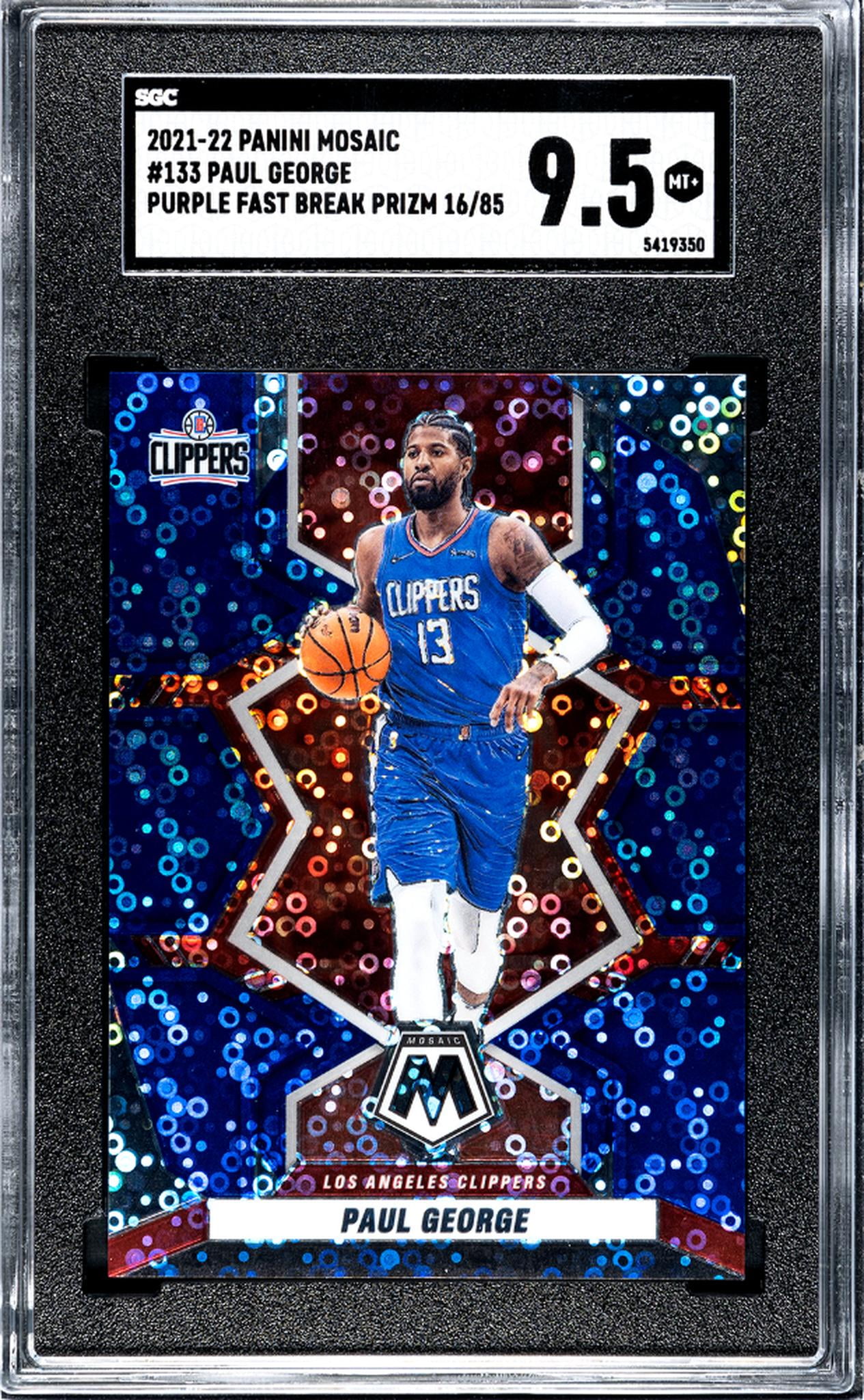 2021-22 Panini Mosaic #133 Paul George Purple Fast Break Prizm 16/85 SGC 9.5 - Walmart.com