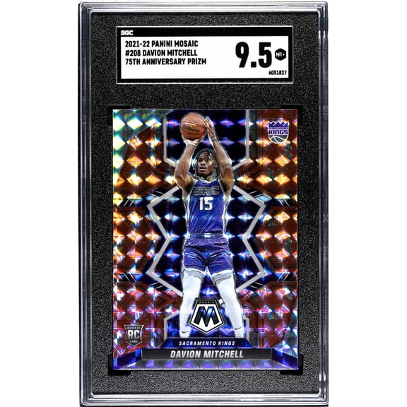 2021-22 Panini Mosaic #208 Davion Mitchell 75th Anniversary Prizm SGC 9.5