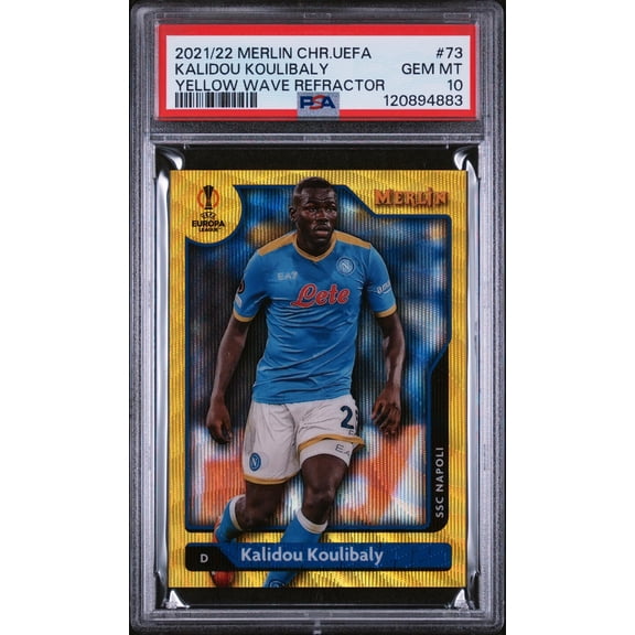 2021/22 Topps Merlin Chrome Yellow Wave Kalidou Koulibaly #73 /225 PSA 10