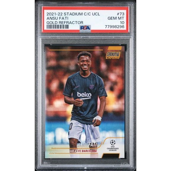 2021-22 Topps Stadium Club Chrome UEFA Champions League Ansu Fati #73 Gold Refractor PSA 10