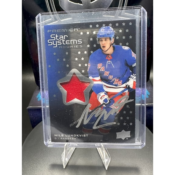 2021-22 Upper Deck Premier Nils Lundkvist #SSR-NL Silver Parallel/Variety Rookie Memorabilia Insert