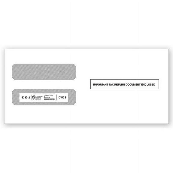 2021 3-Up Horiz. Laser W-2 Double-Window Envelope, Self-Seal