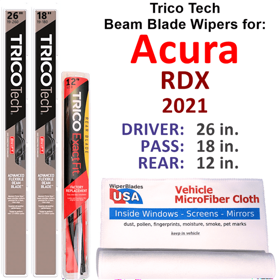 2021 Acura RDX Beam Blade Wipers (Set of 3) w/Rear Wiper