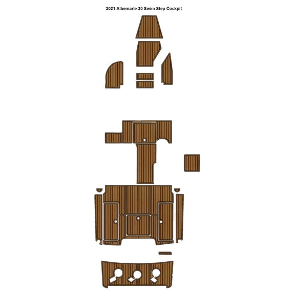 2021 Albemarle 30 Swim Platform Cockpit Boat EVA Teak Deck Floor Mat Pad