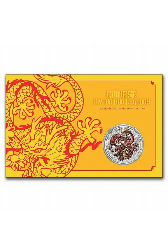 2021 Australia 1 oz Silver Dragon Colorized BU (Display Card)