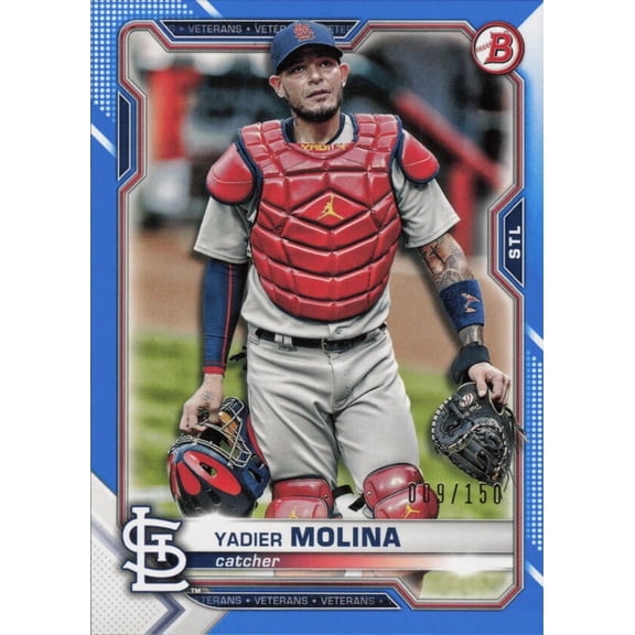 2021 BOWMAN BLUE #42 YADIER MOLINA /150 ST. LOUIS CARDINALS