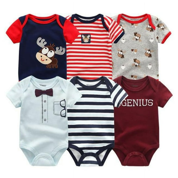 2021 Baby Girl Clothes 6PCS Cotton Short Sleeve Newborn Girls Baby Clothing Bodysuit Baby Boy Clothes Cartoon Print Ropa bebe