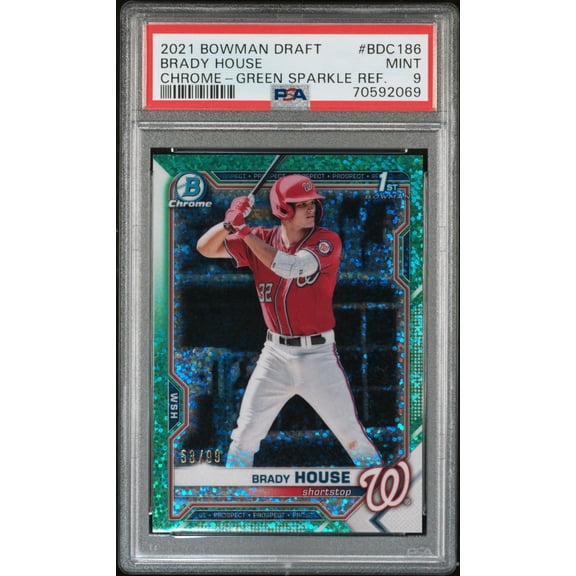 2021 Bowman Draft Chrome Green Sparkle Refractor Brady House #BDC186 /99 PSA 9