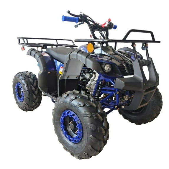 HHH 125cc ATV with Reverse, Led Lights, Big Tires and Matching Rims Gas ATV for Youth ( Blue ) ( Factory Packaged )