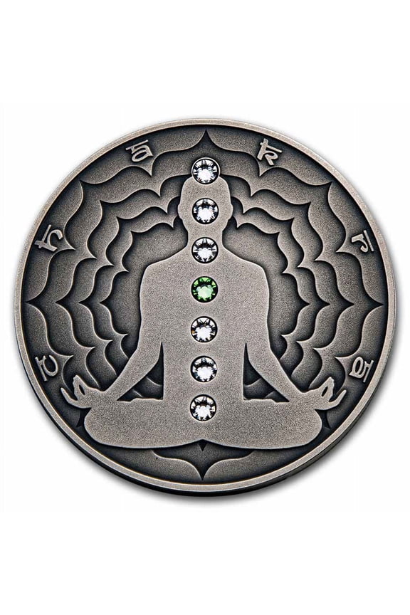 2021 Cameroon 2 oz Silver Antique Chakra; Anahata
