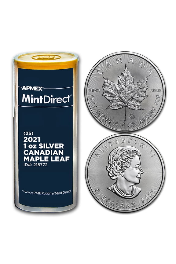 2021 Canada 1 oz Silver Maple Leaf (25-Coin MintDirect Tube)