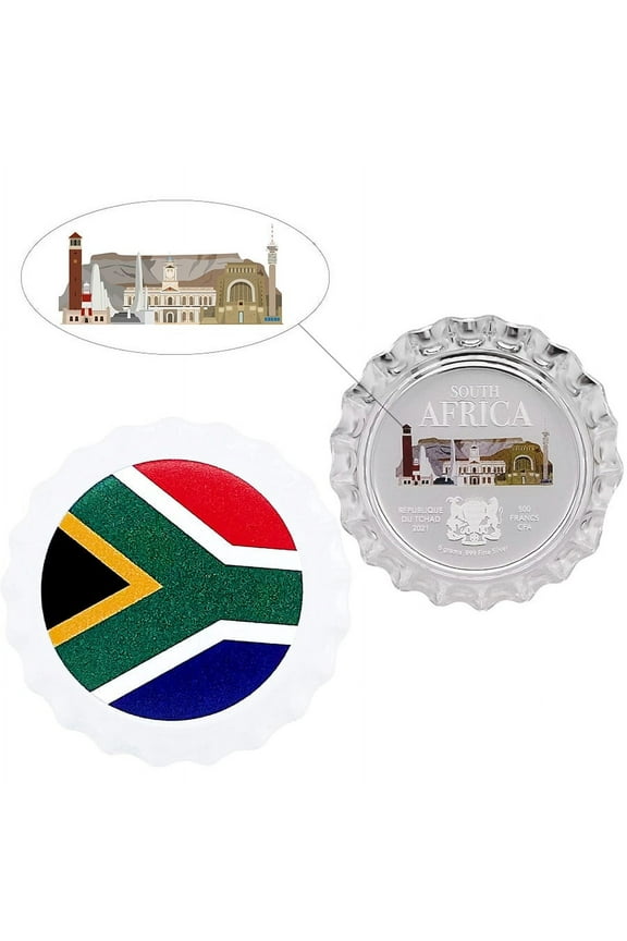 2021 Chad 6 Gram World Landmarks - South Africa Bottle Cap Proof Silver Coin .999 Fine (in Cap)