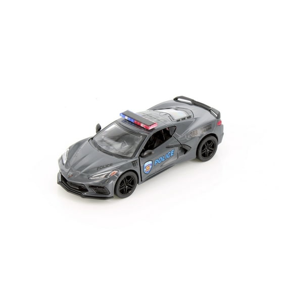 2021 Chevy Corvette Stingray C8 Police, Gray - Kinsmart 5432DPR - 1/36 Scale Diecast Model Car