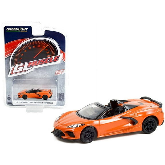 2021 Chevy Corvette Stingray Convertible, Orange Greenlight 13310F - 1/64 scale Diecast Car