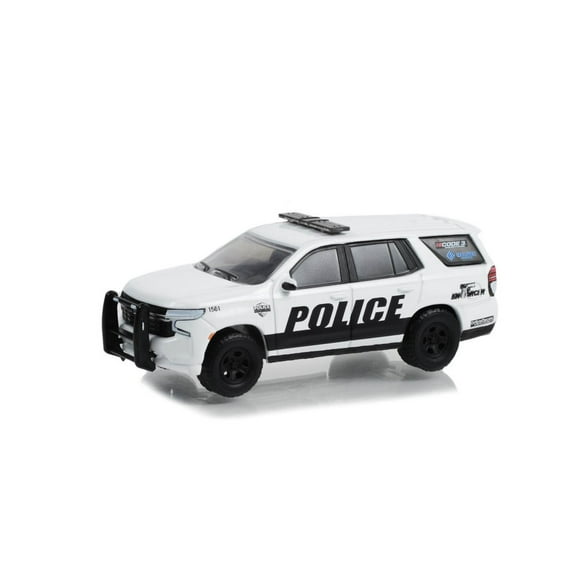 2021 Chevy Tahoe Police Pursuit Vehicle, White - Greenlight 30356/48 - 1/64 Scale Diecast Car