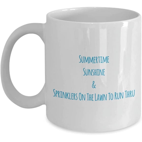 2021 Cute Summer Mugs Summertime Sunshine & Sprinklers On The Lawn To Run Thru a Perfect Coffee Tea Cup