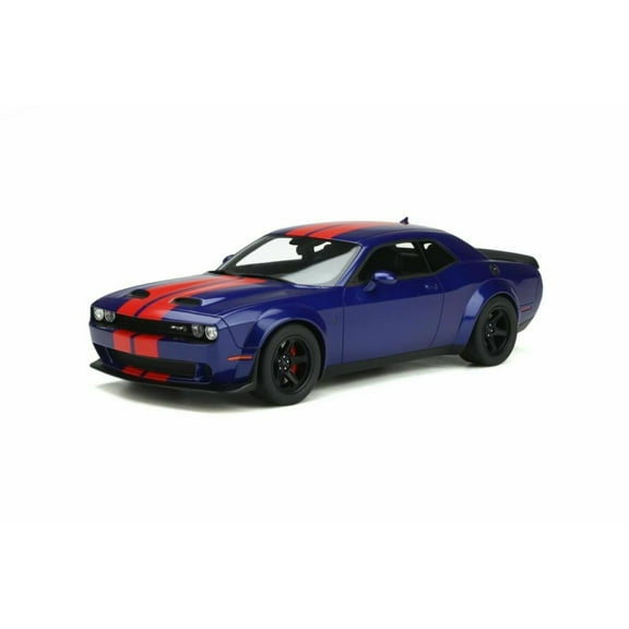 2021 Dodge Challenger Super Stock, Indigo Blue and Red - GT Spirit GT362 - 1/18 scale Resin Model Toy Car