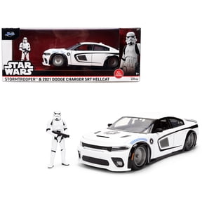 2021 Dodge Charger SRT Hellcat White with Graphics and Stormtrooper Figure "Star Wars" Franchise "Hollywood Rides" Series 1/24 Diecast Model Car by Jada