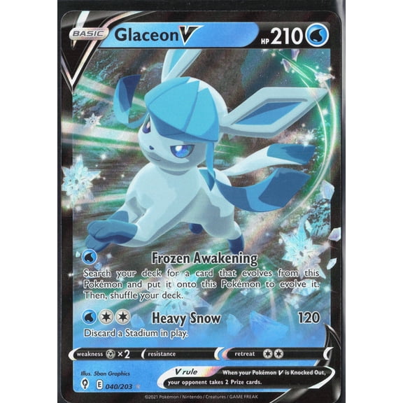 2021 Evolving Skies Glaceon V Holo Rare #40/203