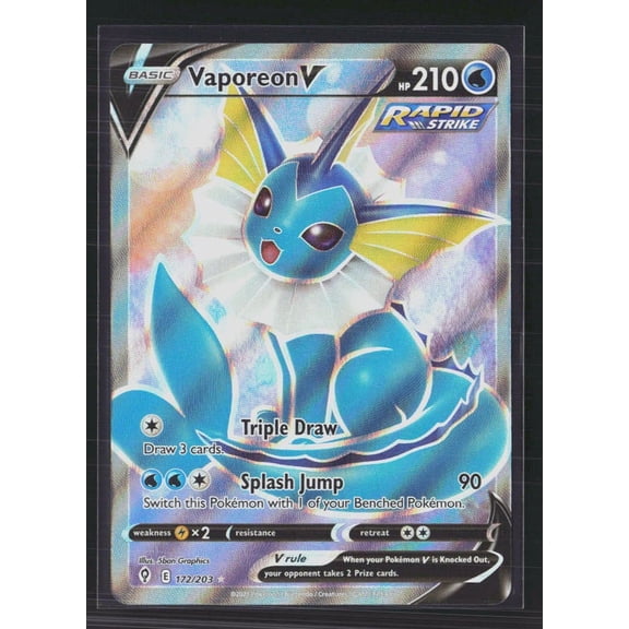 2021 Evolving Skies Vaporeon V FA Holo Ultra Rare #172/203 English Pokemon Card