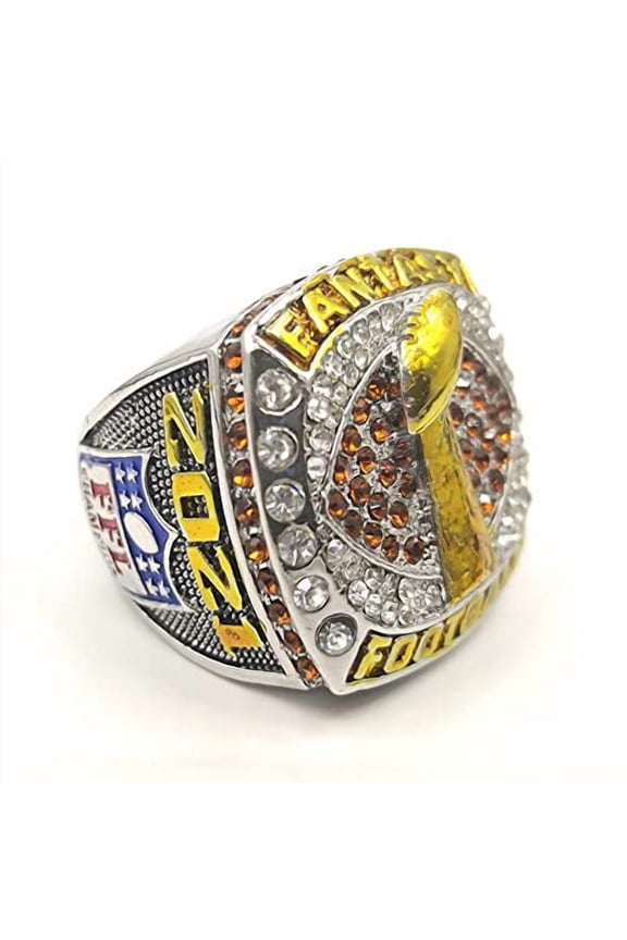 2021 Fantasy Football Championship Rings Trophy(Red with Wooden Box,11)