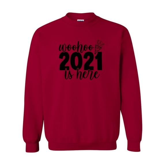 Woo Hoo 2021 Is Here Celebration Unisex Adult Crewneck Sweatshirt-Cardinal Red-xl