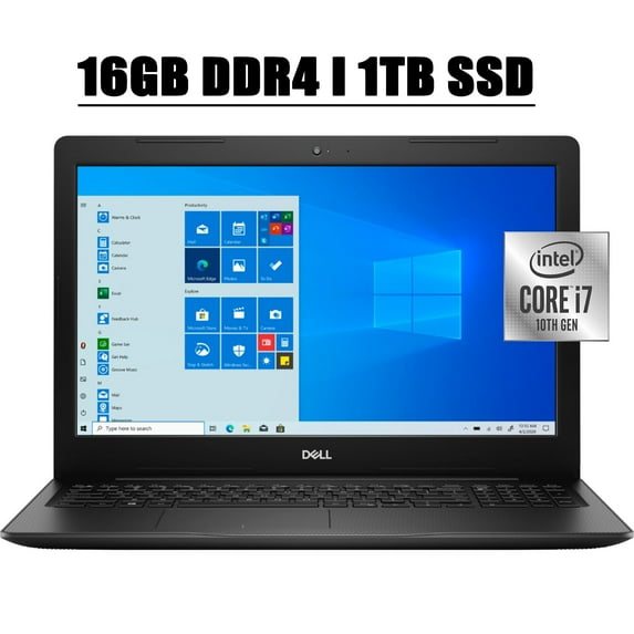 2021 Flagship Dell Inspiron 15 3000 Laptop Computer I 15.6" HD Touchscreen Display I 10th Gen Intel Quad-Core i7-1065G7 I 16GB DDR4 1TB SSD I Webcam WIFI HDMI MaxxAudio Win 10