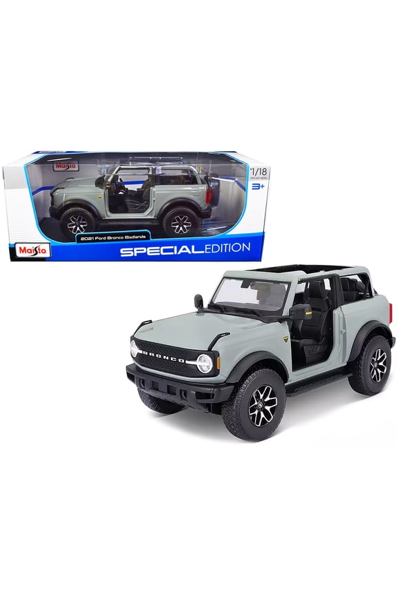 2021 Ford Bronco Badlands Light Gray "Special Edition" 1/18 Diecast Model Car by Maisto