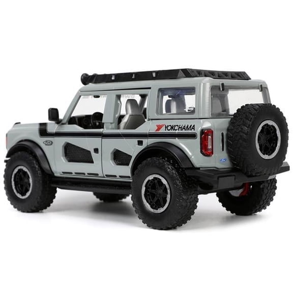 2021 Ford Bronco Gray with Black Stripes Roof Rack Own the Night Just Trucks Series 1-24 Scale Diecast Model Car