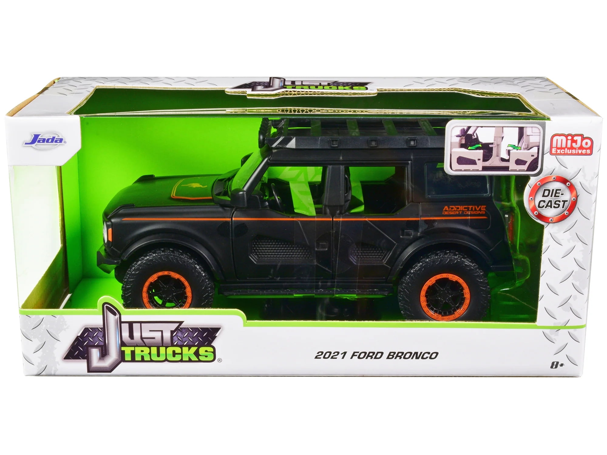 2021 Ford Bronco Matt Black with Orange Stripes and Roof Rack