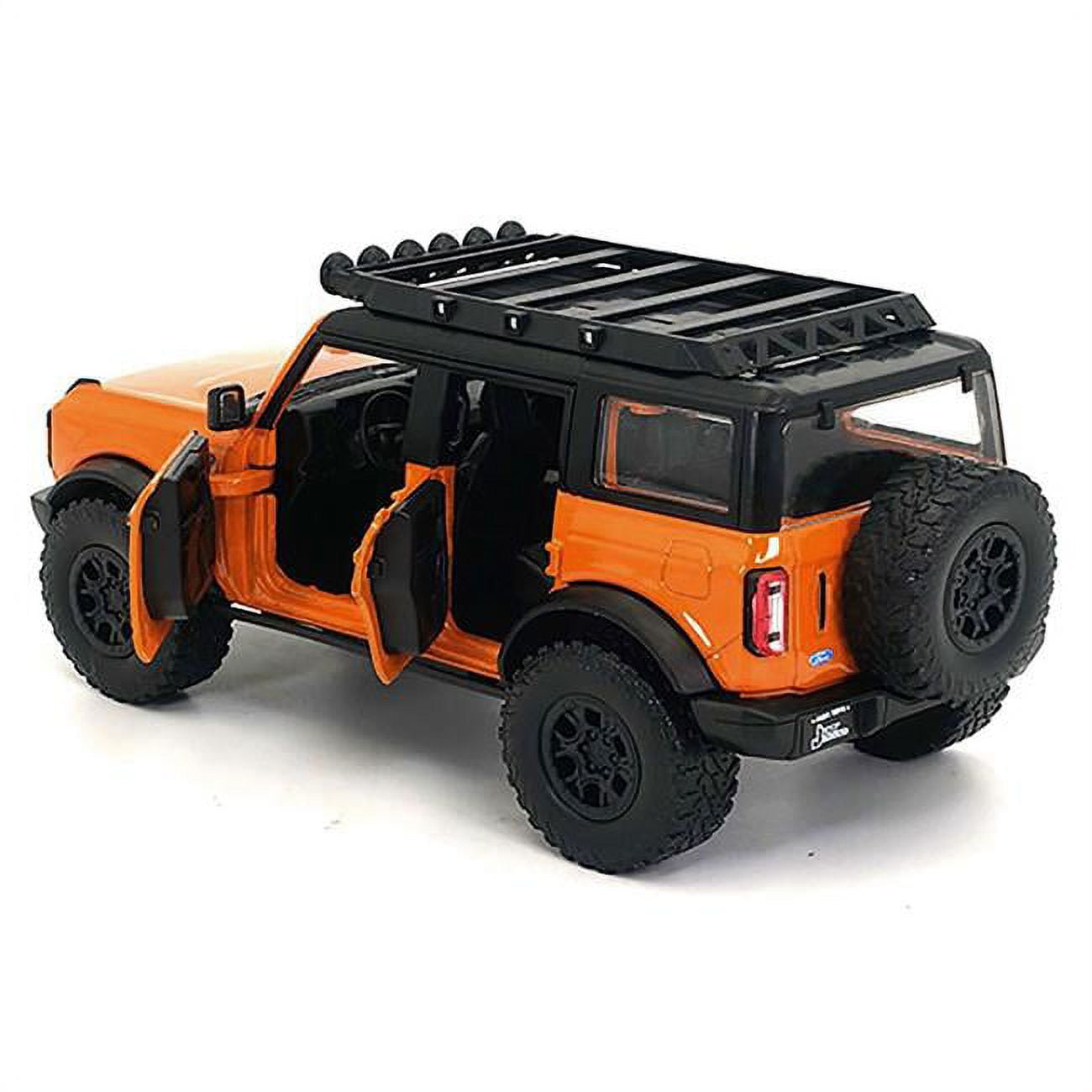 2021 Ford Bronco Orange with Black Stripes and Roof Rack Just Trucks Series  1/24 Diecast Model Car by Jada