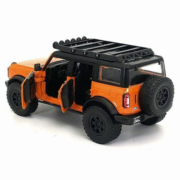 2021 Ford Bronco Orange with Black Stripes and Roof Rack Just Trucks Series 1/24 Diecast Model Car by Jada