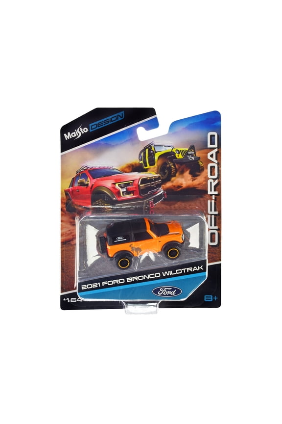 2021 Ford Bronco Wildtrak Orange Metallic with Black Top "Off-Road" "Maisto Design" Series 1/64 Diecast Model Car by Maisto