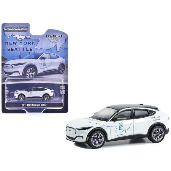 2021 Ford Mustang Mach-E #2 "New York to Seattle Transcontinental Tour" White w/Black Top 1/64 Diecast Model Car by Greenlight