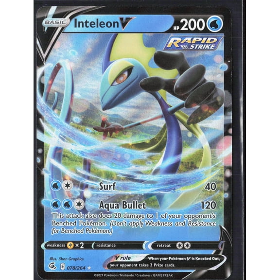 2021 Fusion Strike Inteleon V Holo Rare #78/264