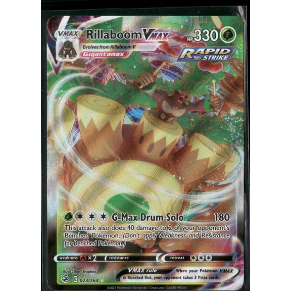 2021 Fusion Strike Rillaboom VMAX Holo Triple Rare RRR #23/264