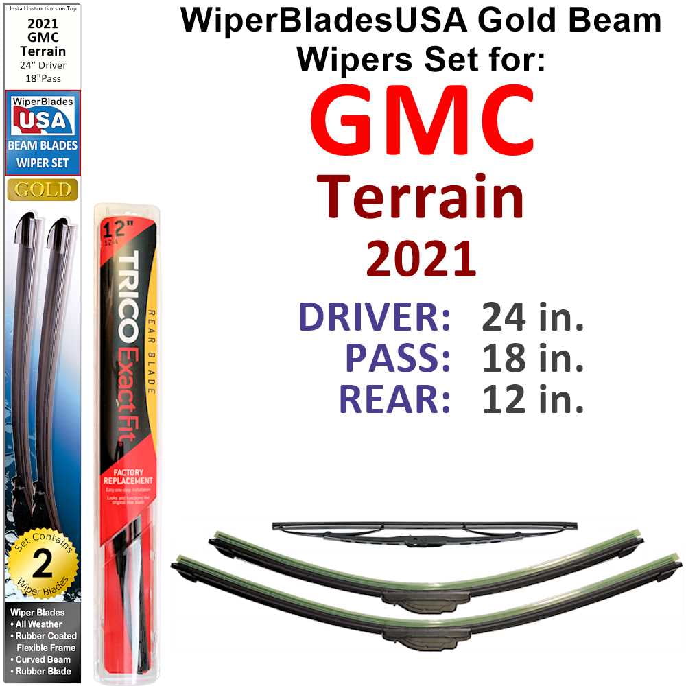 2021 GMC Terrain Beam Wiper Blades Wipers WBUSA (Set of 3) w/Rear Wiper