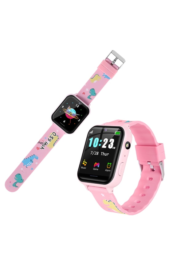 2021 Kids Smart Watch SOS 1.54 inch Pink ABS+PC Case with Silicone Band