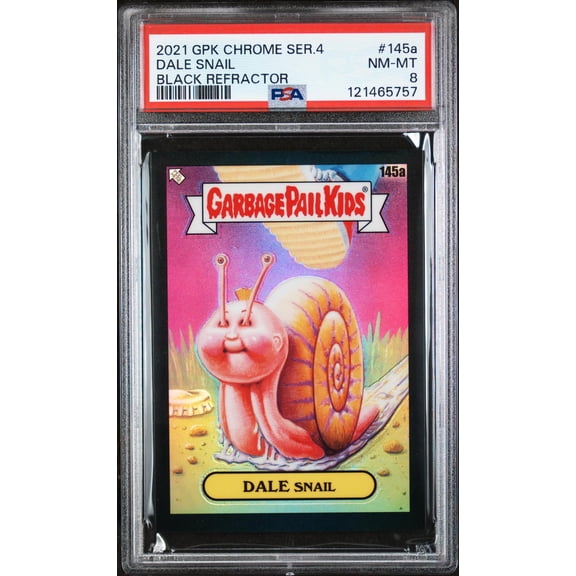 2021 Garbage Pail Kids Chrome Black Refractor Dale Snail #145a PSA 8