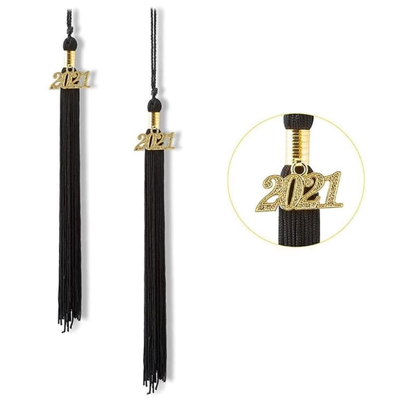 2021 Graduation Tassels, Usavan Decorative Tassel Accessories for Cap Gown, 8 Pack Black Polyester Tassels with Metal Year Pendant for Graduation Ceremony Photo Teen Gift