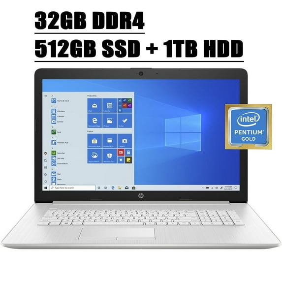 2021 HP 17 Premium Laptop I 17.3" FHD IPS 72% NTSC Display I 10th Gen Intel Quad-Core i5-10210U I 32GB DDR4 512GB SSD 1TB HDD I Backlit Keyboard Webcam HDMI WIFI DVD Win 10