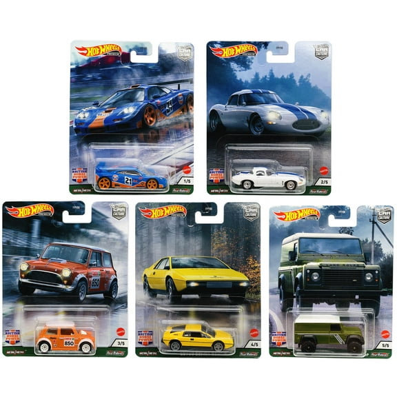 2021 Hot Wheels Car Culture British Horse Power Series Set of 5, 1/64 Diecast Model Cars