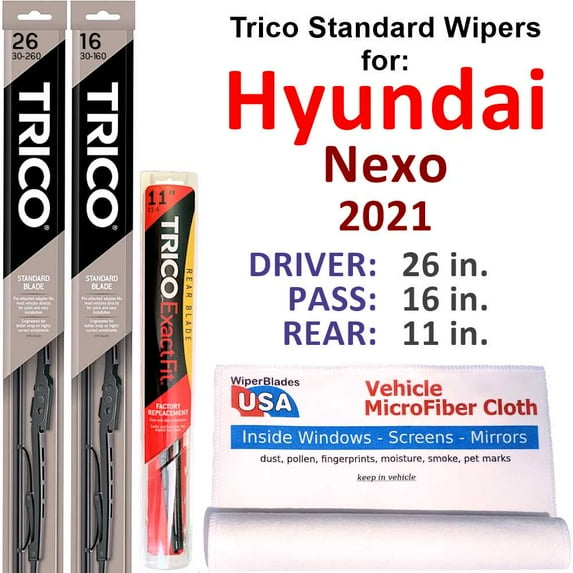 2021 Hyundai Nexo Wiper Blades (Set of 3) w/Rear Wiper