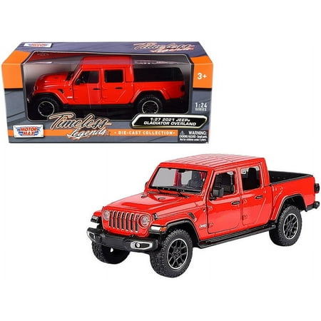 2021 Jeep Gladiator Overland (Closed Top) Pickup Truck Red 1 24-1 27 Diecast Model Car by Motormax